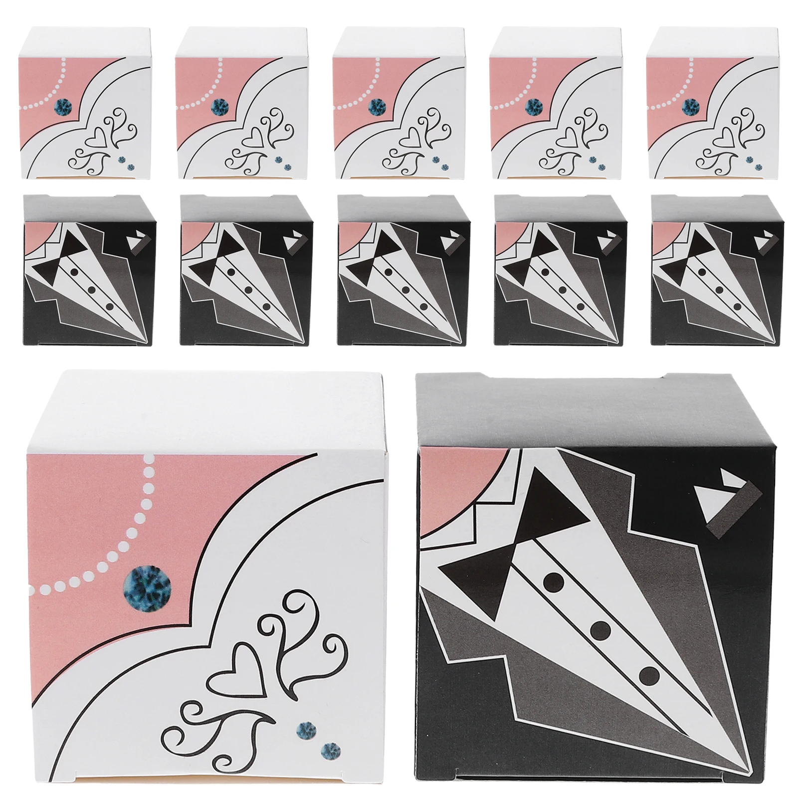 

50 Pcs y Boxes Foldable Large Capacity Black Groom Pink Bride Wedding Boxes Sweets Storage Gift Box