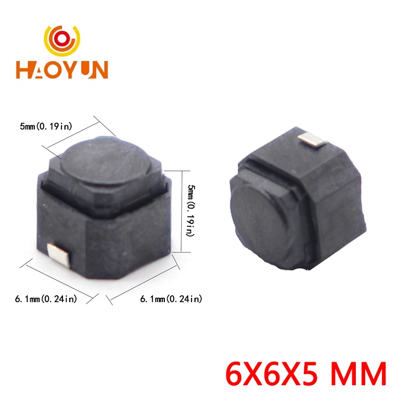 【50-10PCS】Silent Tact Switch 6*6*5mm smd Silicone Button Switch Touch Switch height 5mm