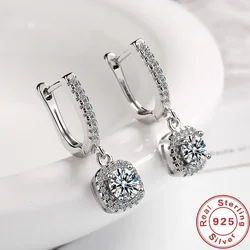 Pendiente de aro de moissanita de 2 quilates para mujer, pendiente de aro delicado de Plata de Ley 925 con diamante creado en laboratorio, joyería fina