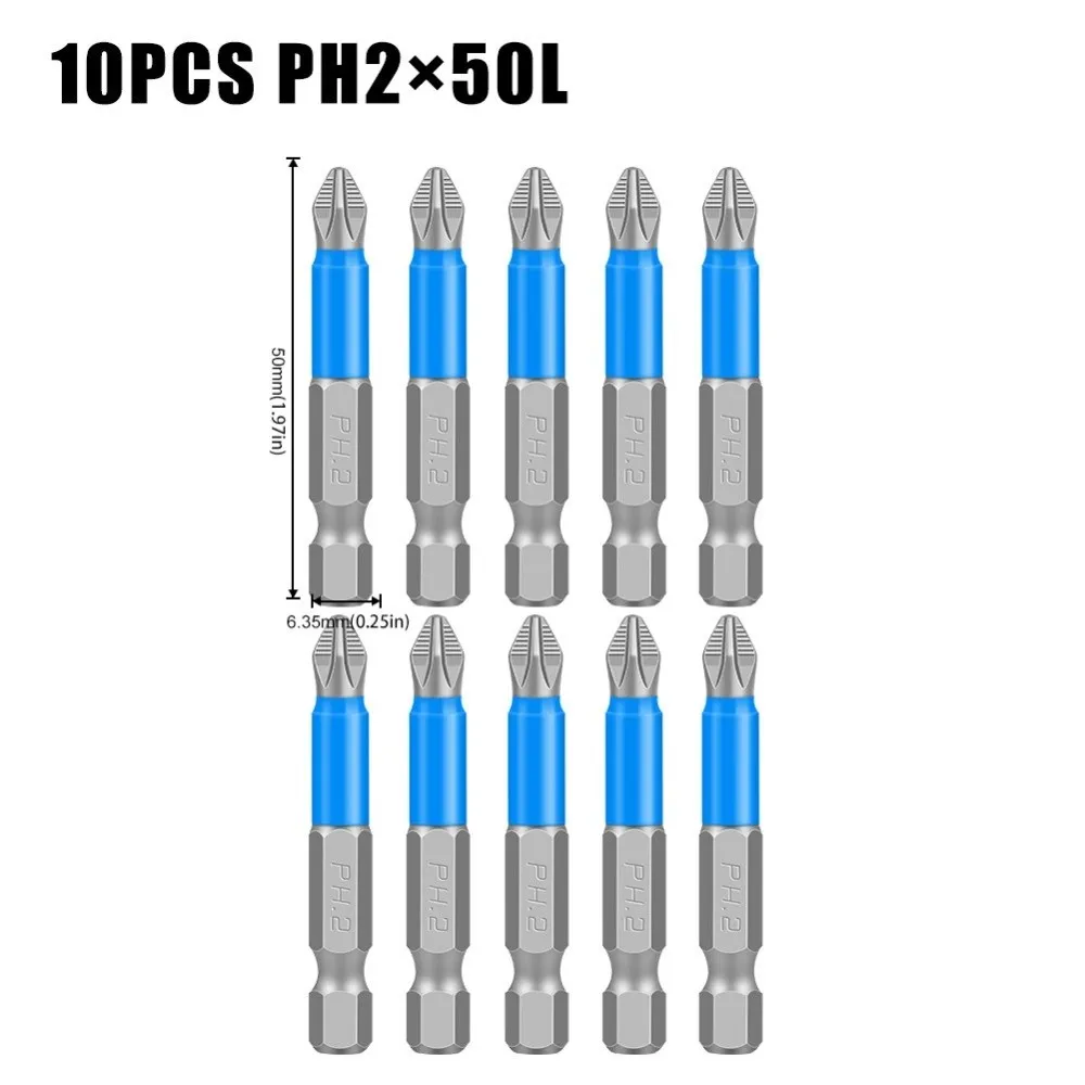 10pcs PH2 #2 Phillips Electric Screwdriver Bit Set 1/4