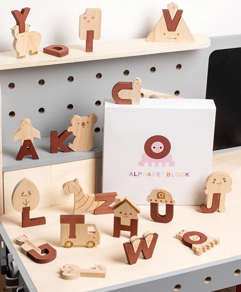 Wooden Alphabet Magnets - Uppercase and Lowercase Letters - ABC Learning Toys, Chunky Magnetic Letters For Toddlers And Kids