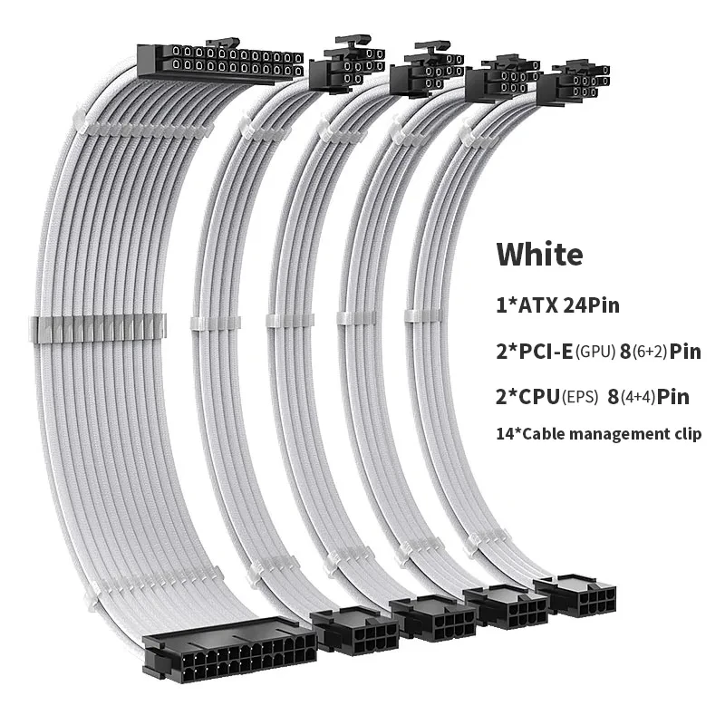 TEUCER TC-35 Extension Power Supply Cable 350mm PSU Extension Cable Kit ATX24Pin PCI-E8Pin CPU8Pin With Combs Power Cable