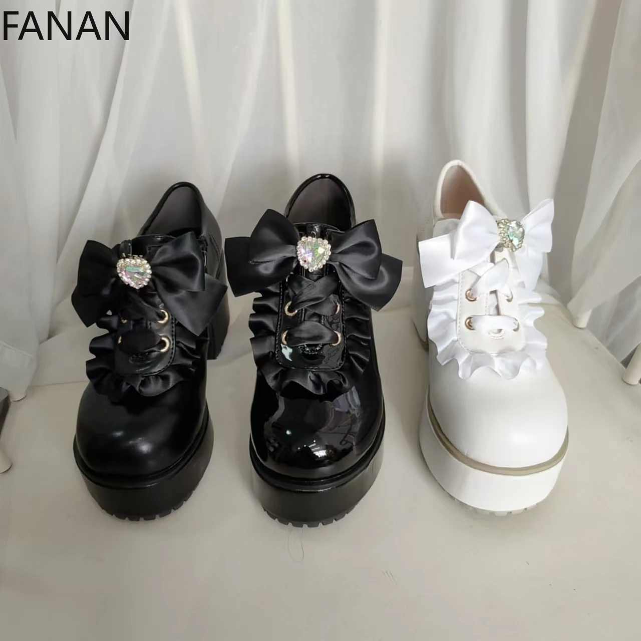 

Japanese Retro High Heel Shoes for Women Fashion Brick Stone Black Leather Mary Jane Shoes Shallow Mouth Single Shoes Pumps