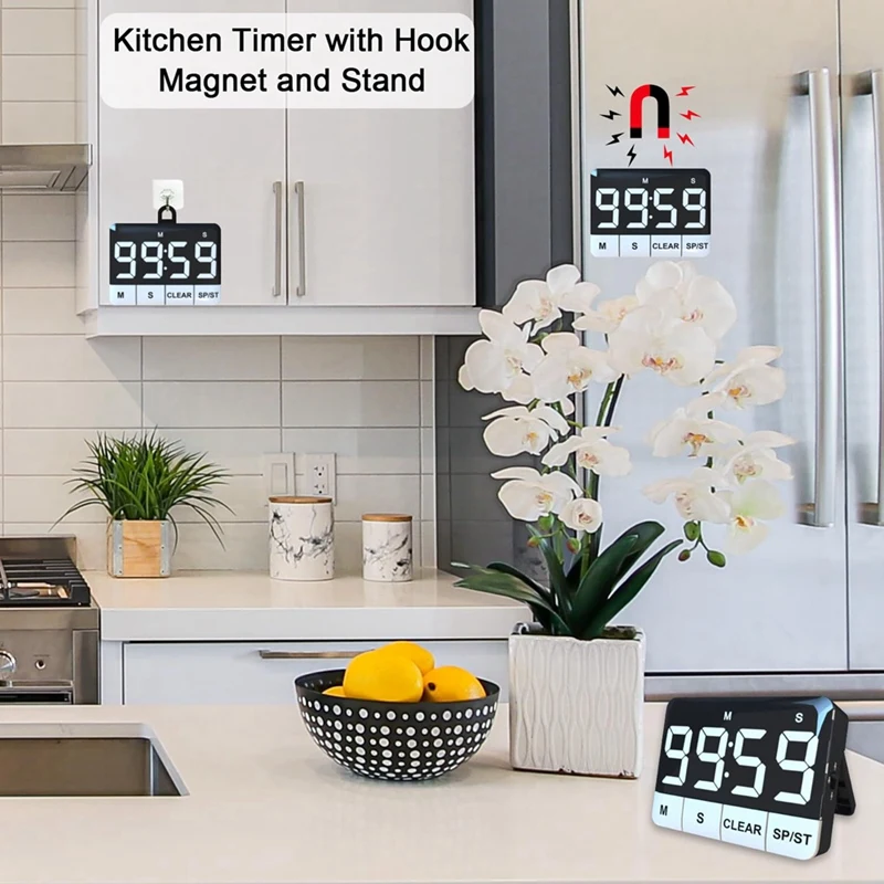 Kitchen Timer 120DB Loud Kitchen Timer Countdown With LED Display, Count UP Countdown Magnetic Countup Timer