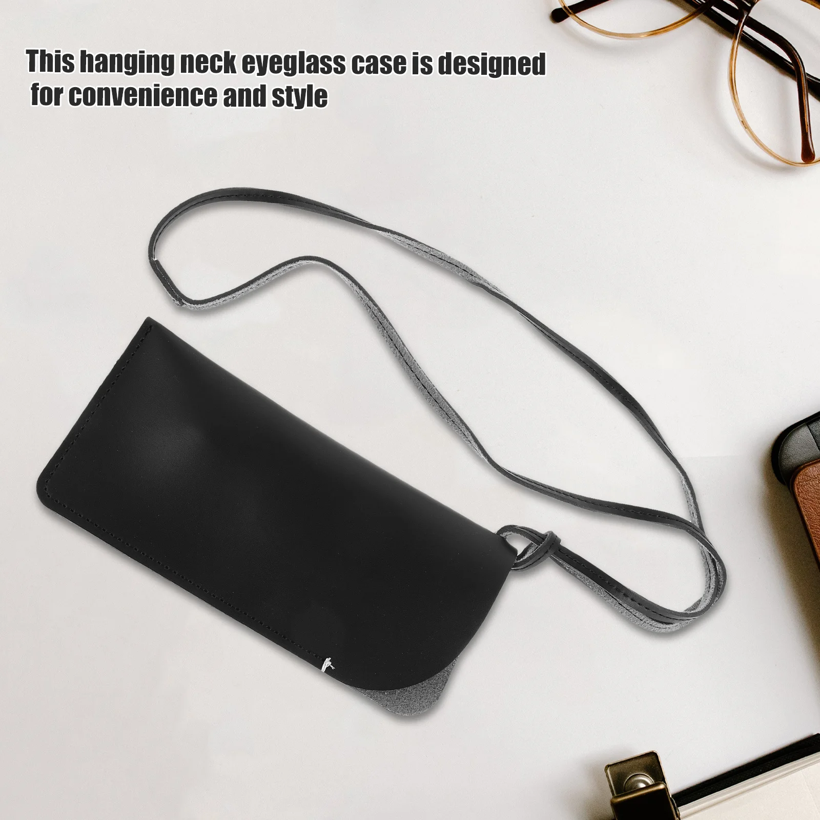 

Hanging Eyeglasses Bag With Neck Strap Portable Sunglasses Pouch For Phone Keys Small Items Unisex Minimalist Design