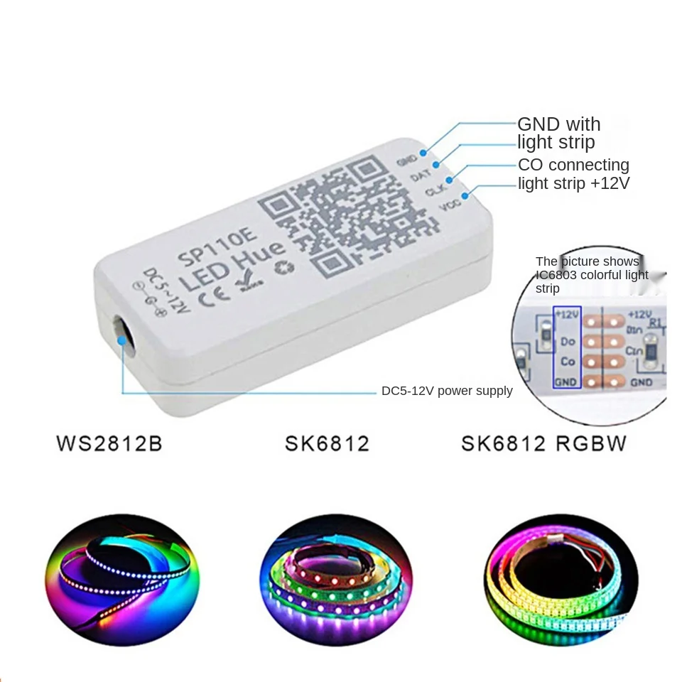 Taśma Led WS2812B z kontrolerem Bluetooth SP110E USB WS2812 30/60/144 pikseli/m RGB indywidualnie adresowalny zestaw oświetlenia LED DC5V