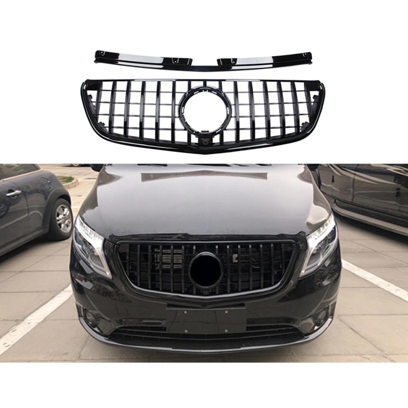 Front Racing Grills Bumper Facelift For Mercedes-Benz W447 Metris/Vito 2015-2020