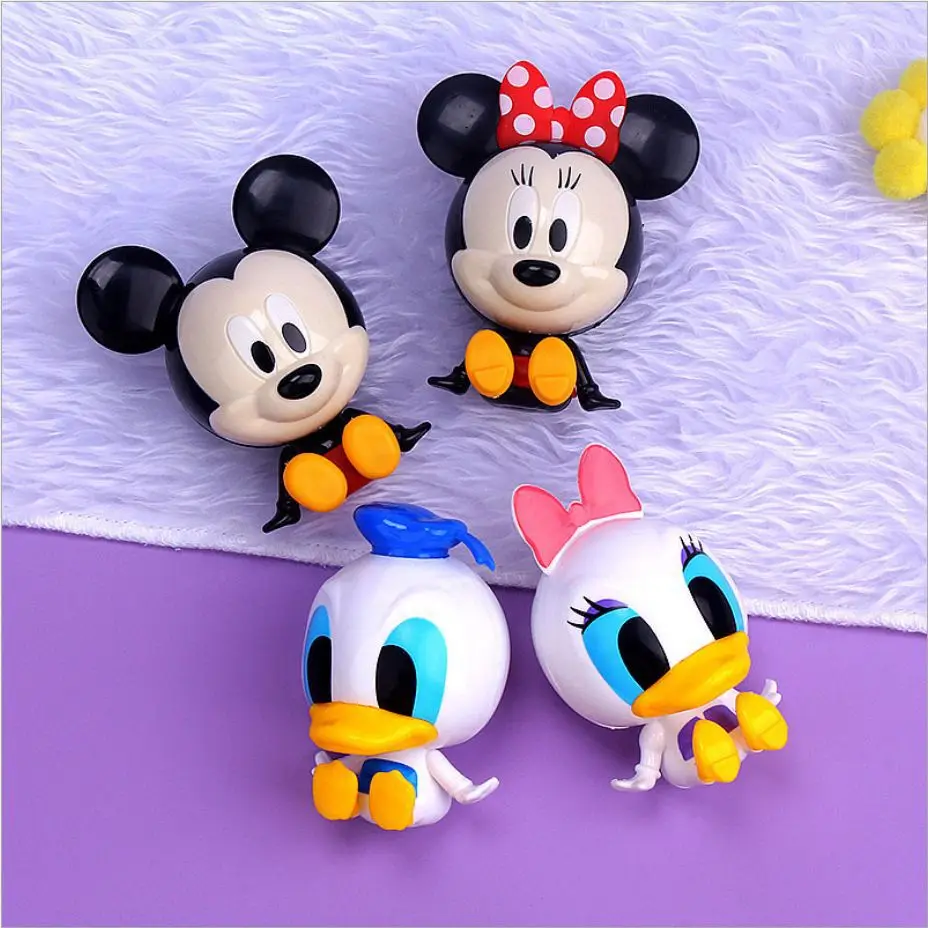 Kawai Cartoon Anime Figure Mickey Minnie Donald Duck Cake Birthday Decoration Q Version Children Home Desktop Ornaments Gifts