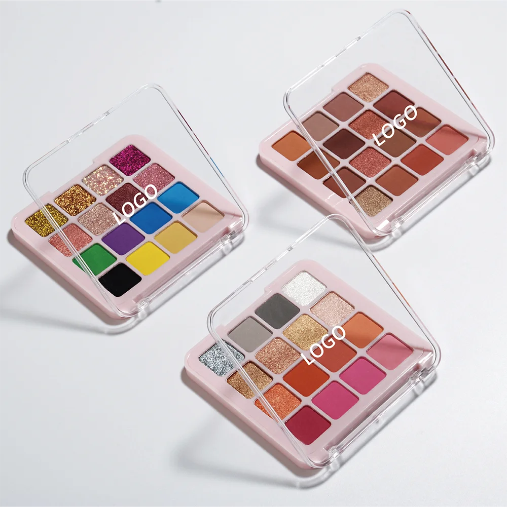 

Private Label 16 Colors Eyeshadow Palette Custom Logo Matte Pearlescent Glitter Waterproof Eye Shadow Plastic Tray Bulk Makeup