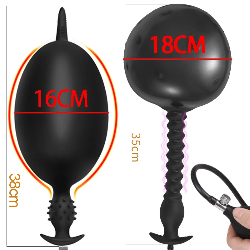 16/18cm Inflatable Anal Pump Enlargement Of Anus Dilator Vagina Massager Sex Toys Silicone Butt Plug For Wearing Prostate Dildo