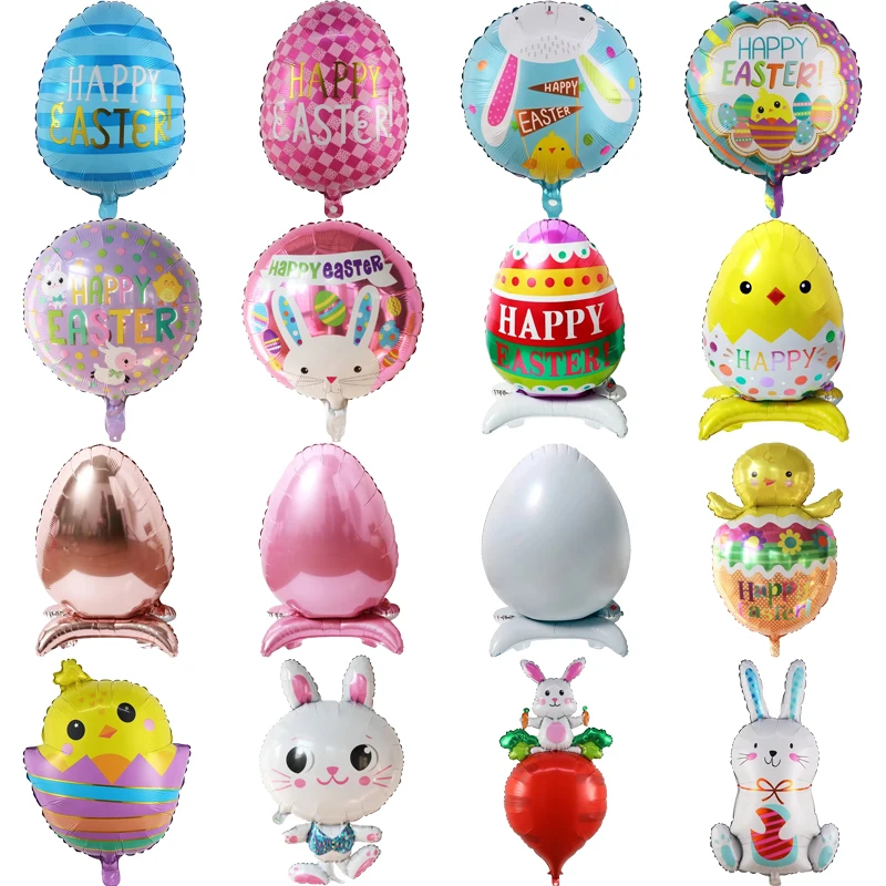 72*126cm Standing Bunny Balloon Easter Foil Rabbit Egg Balloon Cute Buped Balloons for Indoor Outdoor Yard Kids Easter Toy Decor