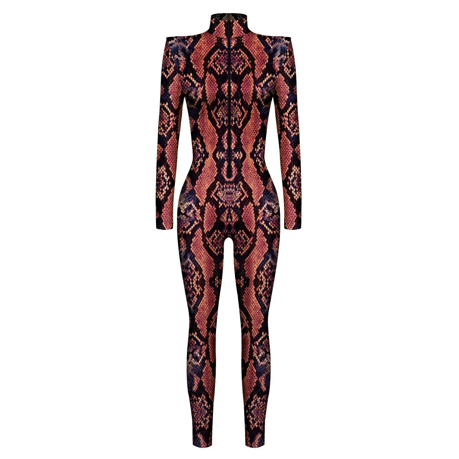 Damen Herren 3D-Gedruckter Tier-Schlangenschädel Cosplay-Bodysuit Erwachsenen-Halloween-Cosplay Zirkus-Radfahrer-Kostüm Karneval-Jumpsuit – Detail 8