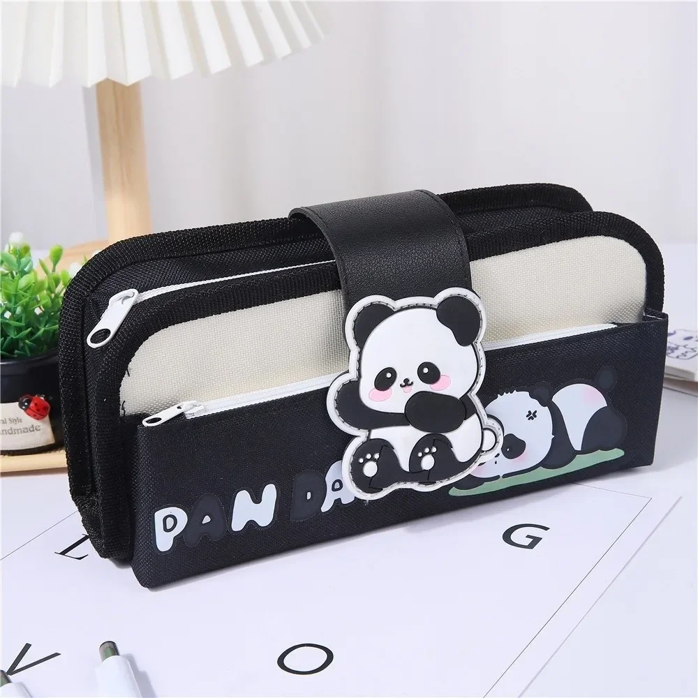 Panda Pen Bag Oxford ​​Large Capacity​​ Stationery Bag ​​Multilayer ​​Desktop Storage Stationery Organizer
