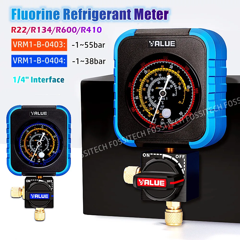 

VRM1-B-0403/VRM1-B-0404 Single Manifold Gauge Air Conditioner Pressure Manometer R22/R134/R410/R600 Refrigerant Fluoride Gauge