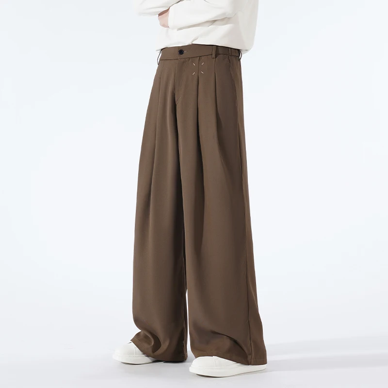 

Brown Suit Pants Men Oversized Fashion Society Mens Black Dress Pants Korean Loose Wide Leg Pants Mens Office Formal Trousers