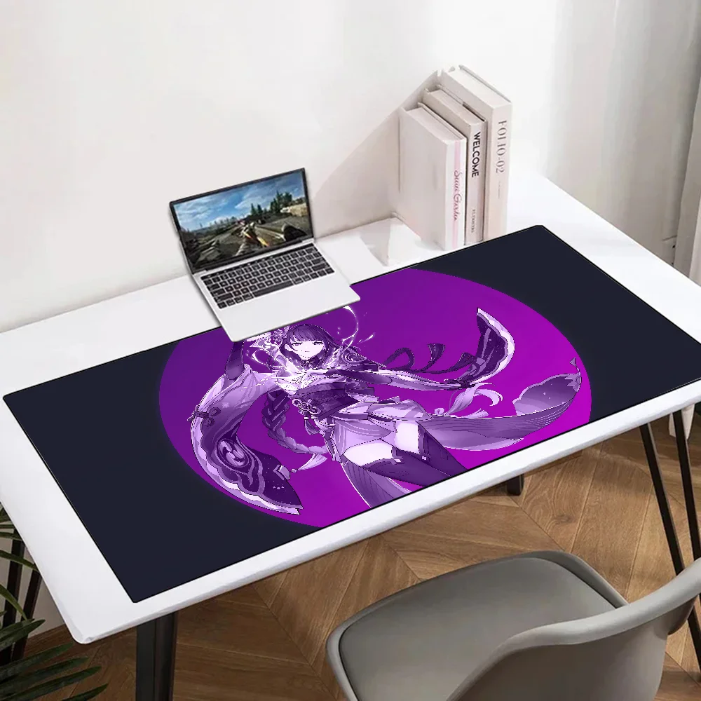 Genshin Mousepad tetikus dampak Raiden, alas Mouse Gaming besar, alas meja Keyboard komputer tebal