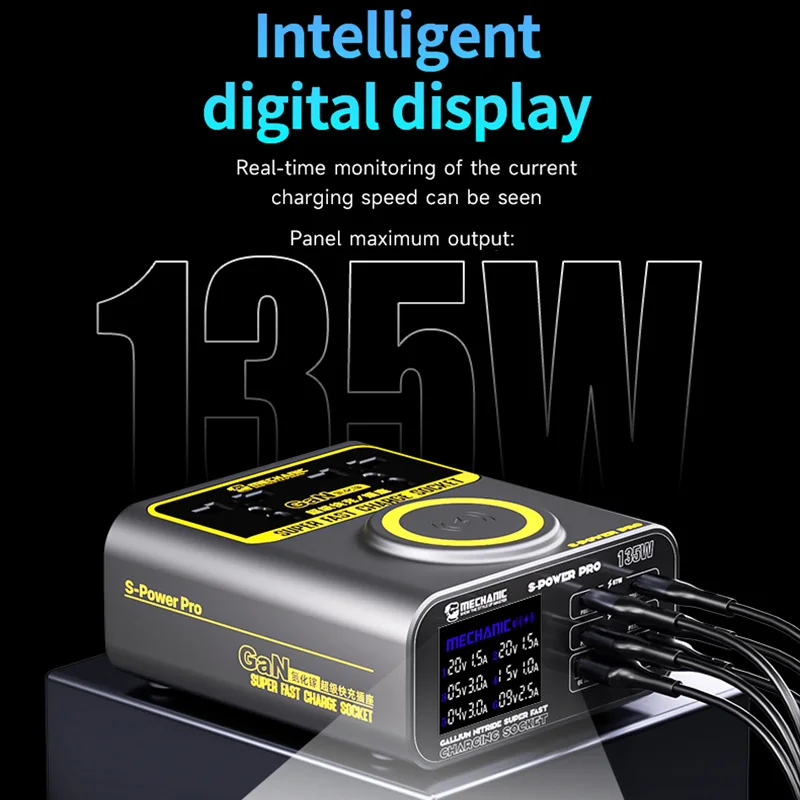 

Mechanic S-Power Pro Gallium Nitride 15W Magnetic Wireless Fast Charging Socket For Phones Laptops Cameras Usb Charging Device