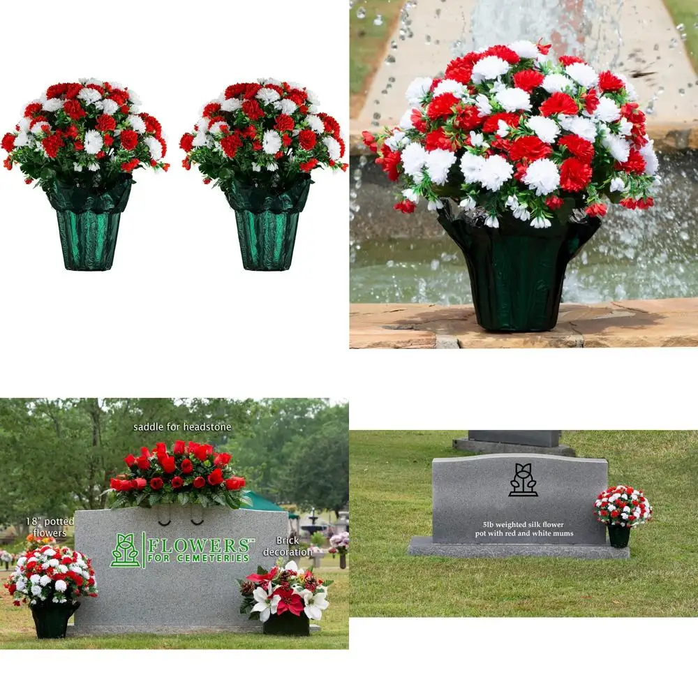 

Weighted Pot Bouquet with Artificial Flowers, 18-20 Inches Tall, Fade-Resistant, Suitable for Home, Office, or Memorial Decor