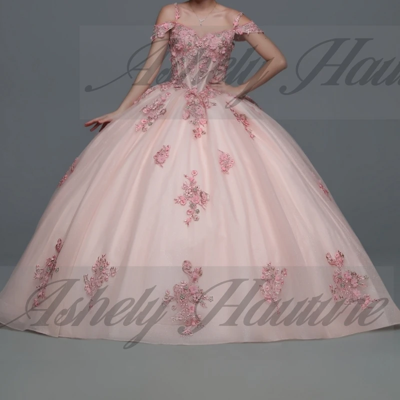 ที่กําหนดเอง Elegant Quinceanera ชุดลูกไม้ Applique Corset Ball Gown ผู้หญิงพรหมชุดวันเกิด Vestido De xv Anos 15 16