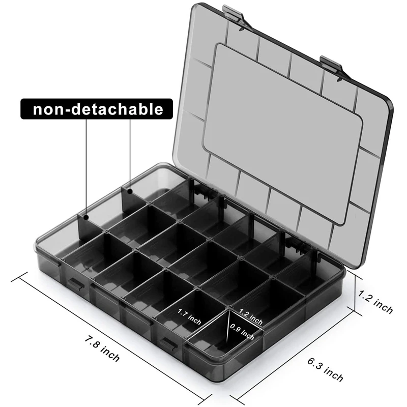 

Rog-eyPlastic Stackable Organizer Container with Adjustable Dividers, Plastic Storage Box with 18 Removable Grids