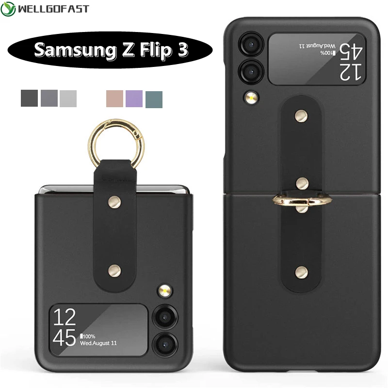 For Samsung Galaxy Z Flip 3 Case with Ring Ultra Thin Portable Durable Shockproof Cover Case for Samsung Z Flip 3 Flip3 Zflip 3