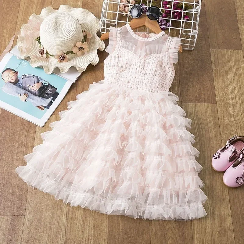 2024 Girl Baby Spring Autumn Fashion Bow Cake Princess Dress  Kids Birthday Party Elegant TUTU Dresses Clothes Vestido