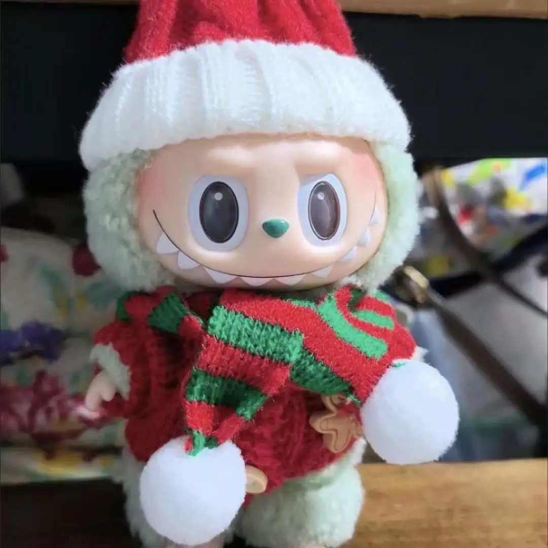 

17cm Labubu I II Idol Dolls Clothes Bell Shawl Outfit Christmas Cape Snowman Deer Korea Kpop Exo Clothing Plush Doll'S Clothes
