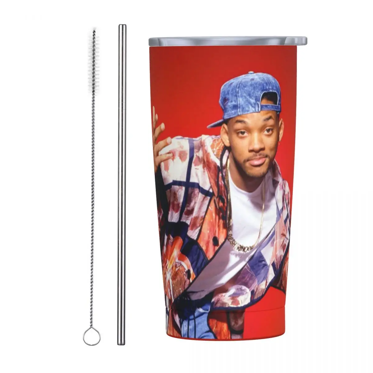 Stainless Steel Tumbler W-Will Smiths Car Mugs With Straws Funny Actor Cold and Hot Water Bottle Insulated 20oz Thermal Cups