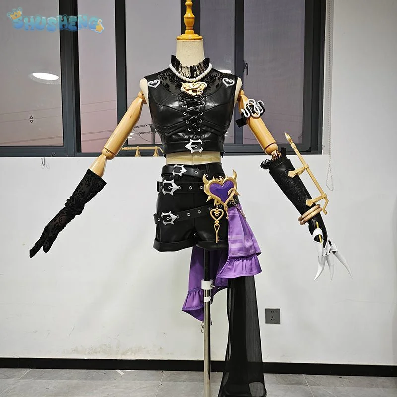 

Identity Ⅴ Tracy Reznik Mechanic Cosplay Costume Black leather vest shorts hat glasses prop set Halloween party sexy New uniform