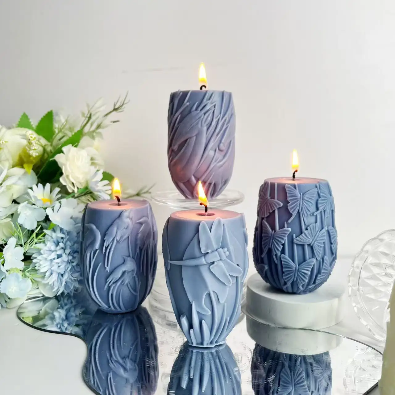 

Dragonfly Butterfly Silicone Candle Mold Cylinder Home Decoration Handmade Aroma Wax Pillar Ornament Mould Soap Making Tools
