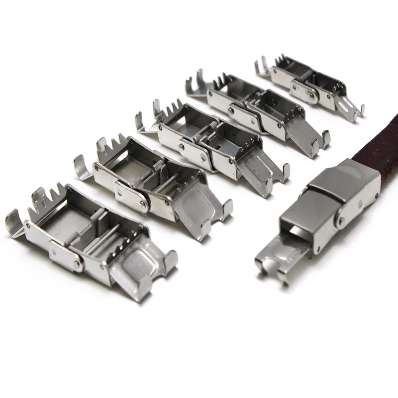 

5pcs Stainless Steel Clasp Leather Silicone Bracelet Connectors Crimp Jaw Hook Watch Band Clasps for Bracelet Jewelry Making