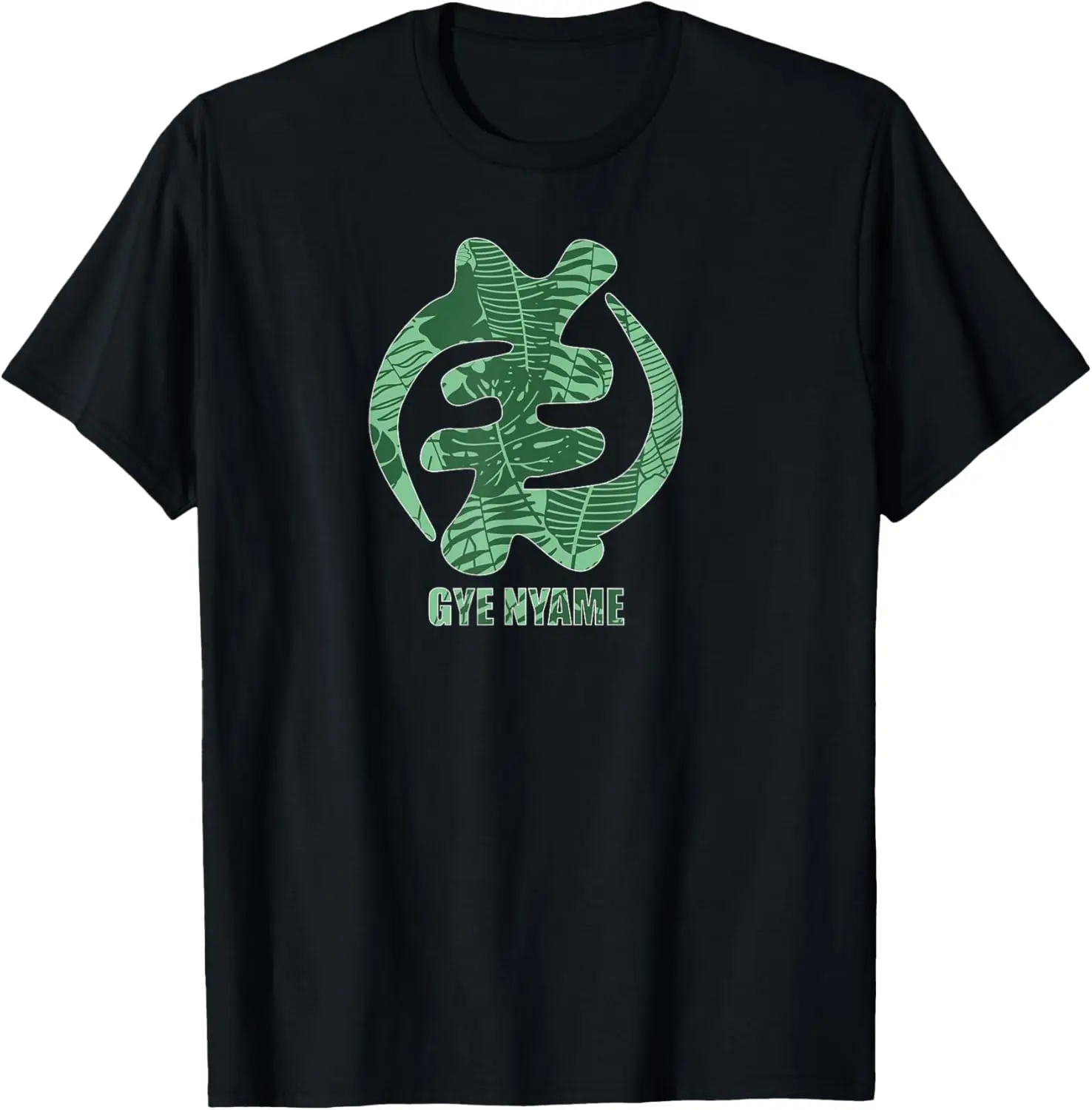 

Gye Nyame Symbol with Tropical Pattern, Black History T-Shirt