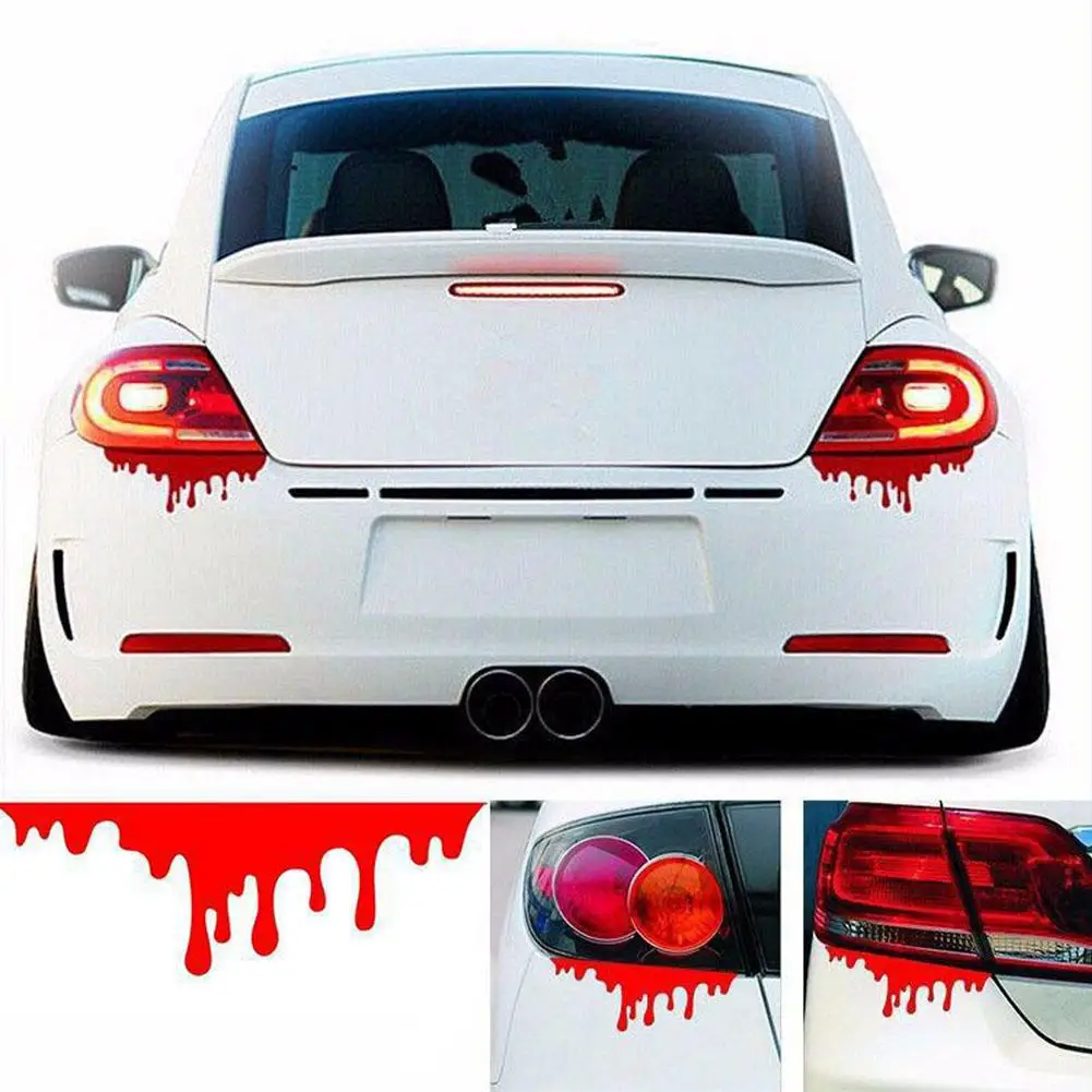 1/2pcs 14cm*5cm Red Blood Drips Stickers Halloween Blood Car Sticker For Auto Decoration Waterproof Car Sticker C0M7