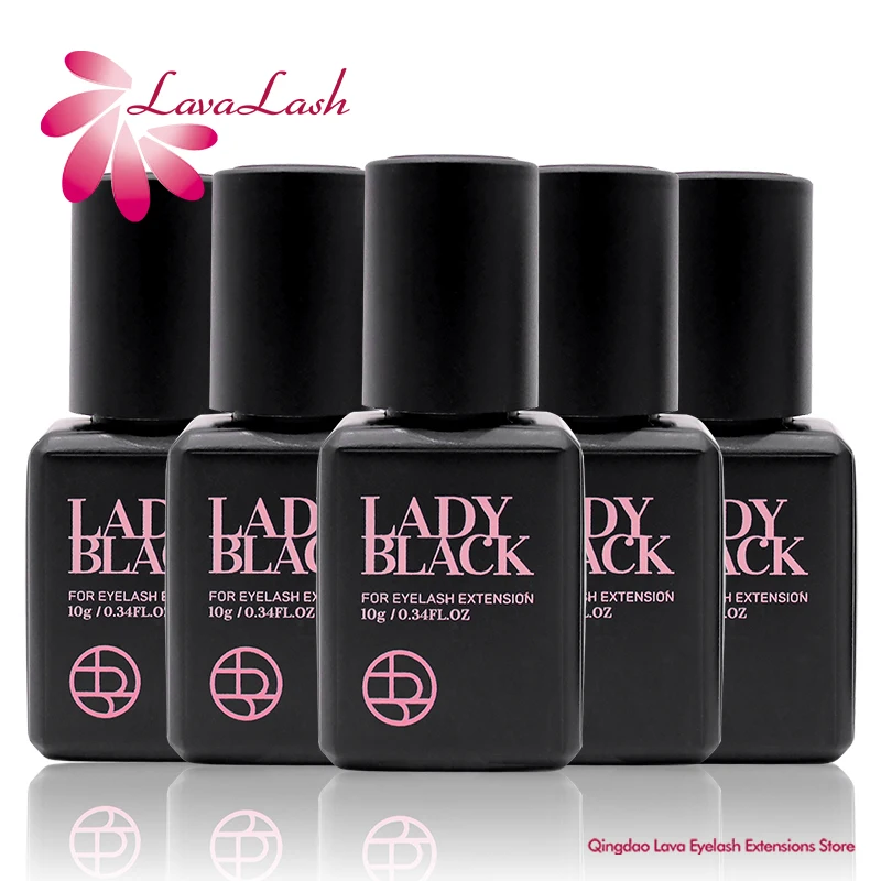 

10 Bottles Original Lady Black Glue for Eyelash Extensions 10ml Korea Lash Glue Wth Sealed Bag No Irritation Makeup Tools Shop