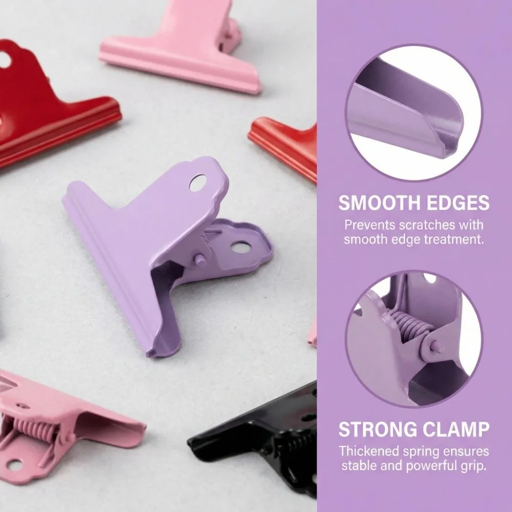 2Pcs Purple/ Red/ Pink/ Black Metal Binder Clip Large Size Metal Material Chip Clips 10cm Strong Grip Office Folder Clip Drawing view 5