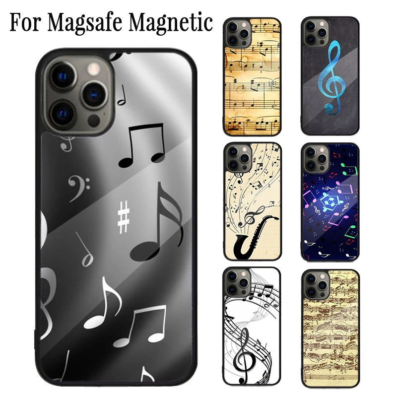 Music Note Musical Treble Clef Magnetic Phone Case For iPhone 16 15 14 Plus 13 12 Mini 11 Pro Max Magsafe Wireless Cover