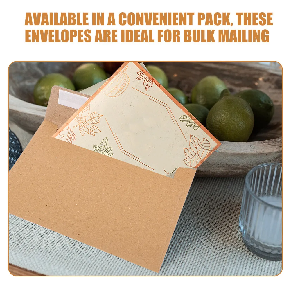 100Pcs Elegant Minimalist Kraft Envelopes Peel and Seal for Wedding Invitations Thank You Cards Photo Mailings Decorative 3