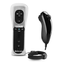 2 in 1 Remote Controller with Nunchuck Controller for Wii Console Wireless Gamepad with Motion Plus for Wii Games Control