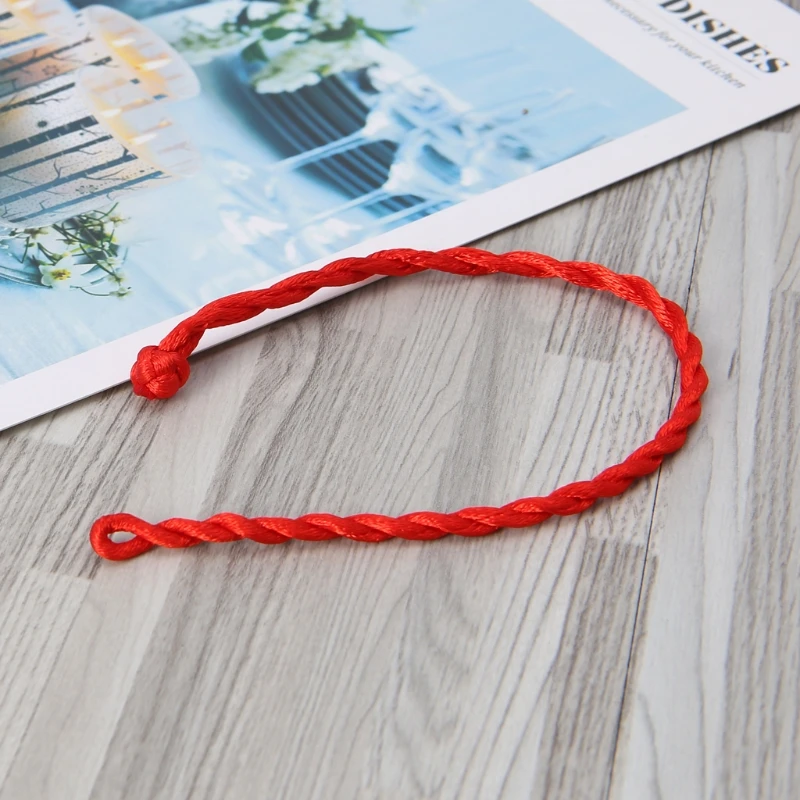 ZB 100x Eye-catching Red String Kabbalah Bracelet Knitting Ethnic Red Rope Lanyard Bracelets Jewelry Decor Gift for Couples