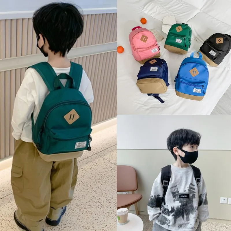 

Cute Children's Kindergarten Backpack Boys And Girls Color Block Small Backpack Trendy Hot Sale Of The Season Double Shoulder Ba