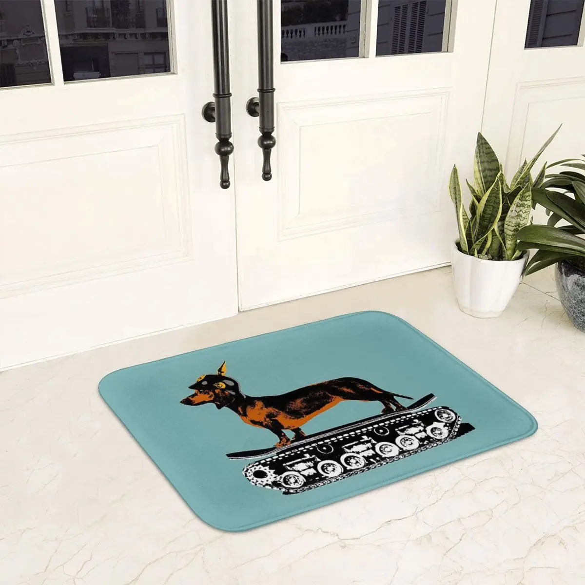 Dachshund Tank Commander Doormat Non-slip Super Absorbent Bath Mat Home Entrance Rugs Kitchen Living Room Carpet Hallway Footpad