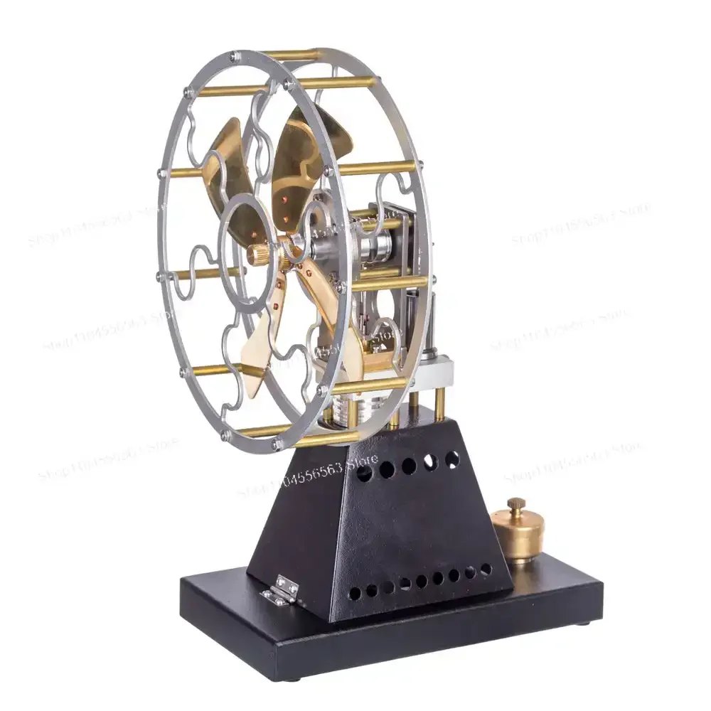 Vintage 4‑Blade Heat Powered Stirling Engine Fan – Physics Science Experiment Model Kit for Desktop