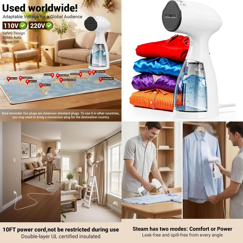 

Универсальный отпариватель для одежды: 1000 Вт, резервуар 450 мл, шнур 3 м, нагрев за 35 секунд, автоматическое отключение через 30 минут.