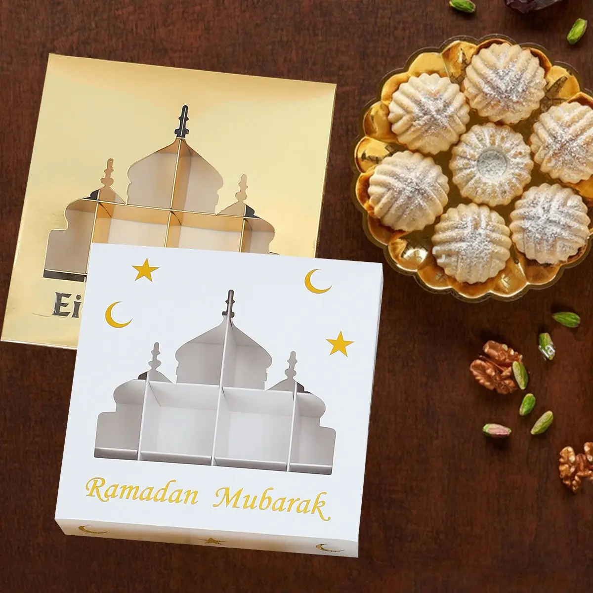 Eid Mubarak Gift Box Bag Cake Biscuit Candy Box Ramadan Decoration for Home 2025 Islamic Muslim Party Decor Ramadan Kareem Gifts