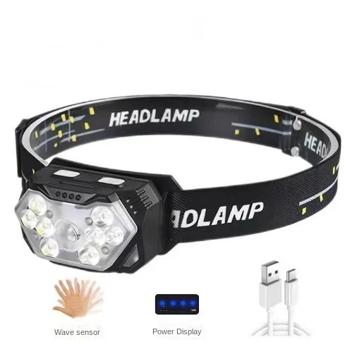 

Powerful LED Sensor Headlamp USB Rechageable Headlight Led Head Torch Camping Search Light with Built-in Battery Fishing Lantern