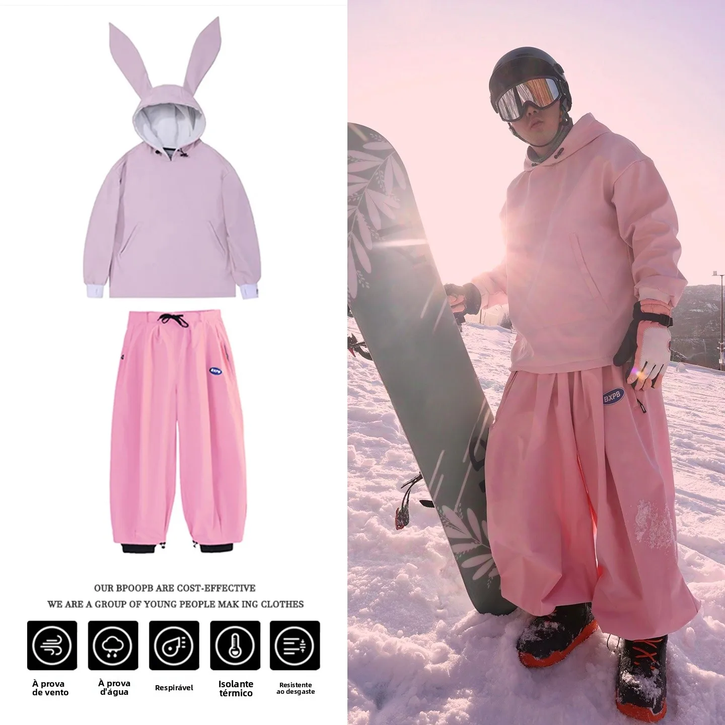 thiened-rabbit-ear-ski-suit-set-men-women-outdoor-waterproof-warm-snowboard-ski-clothes-pants-for-single-board-and-double-b