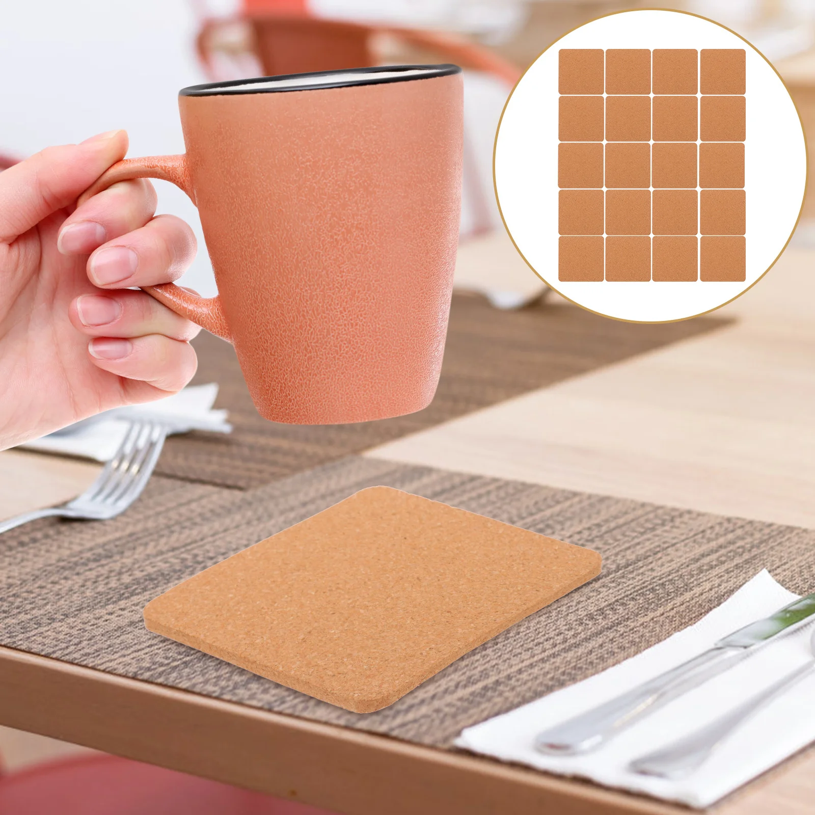 

20pcs Wooden Square Coaster Heat Resistant Waterproof Natural Wood Non Slip Cup Mat For Home Kitchen Dining Table Protector