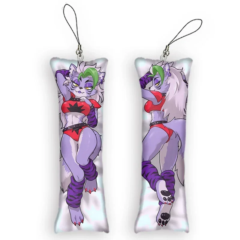 

New design Dakimakura Mini Anime Roxanne Wolf(fnaf) Keychain Pendant Double-Sided Print Ornament Cute Small Body Pillow Decorat