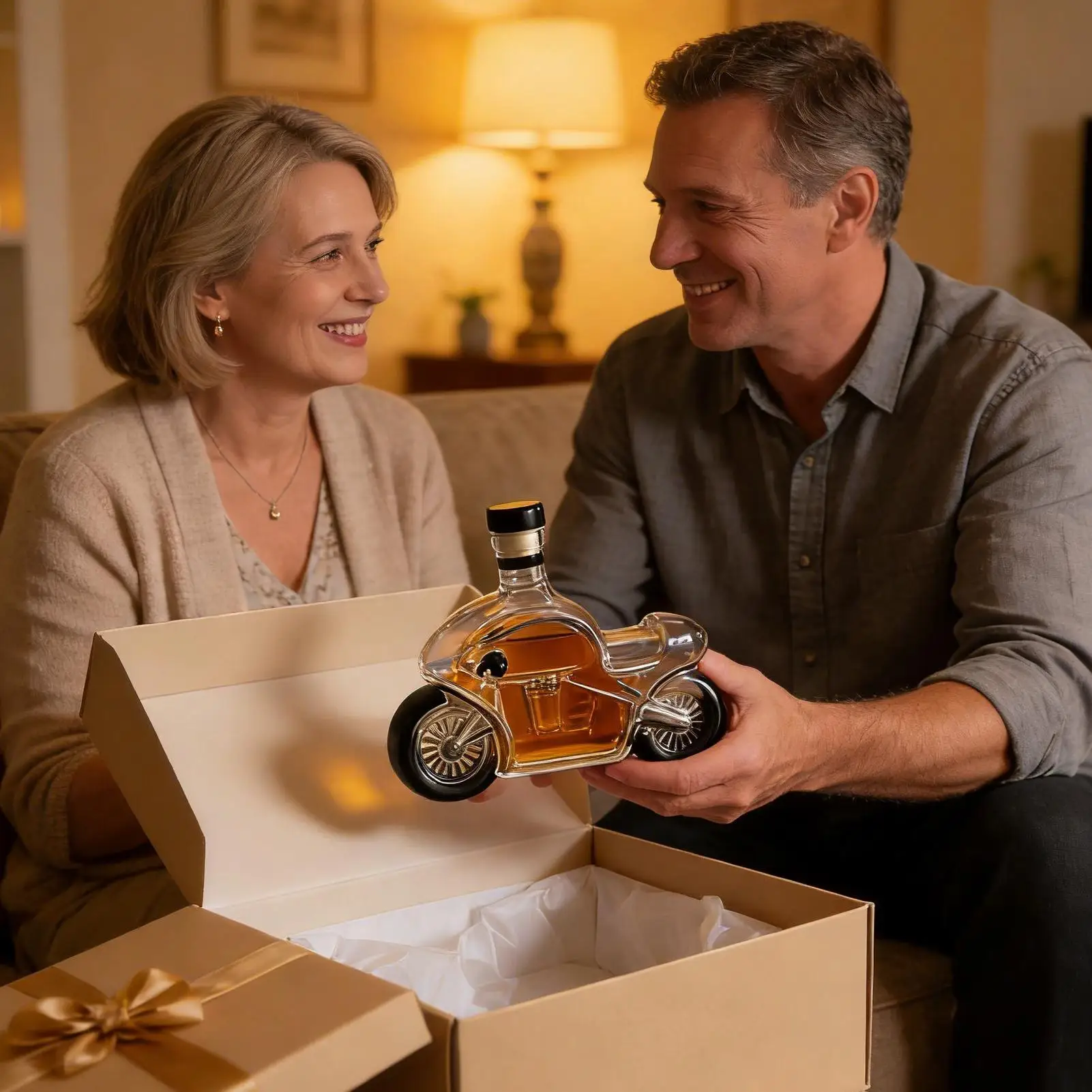 

Whiskey Bottle Glass 300ml Motorcycle Wine Decanter Collectible Whiskey Decanter For Bartenders Collectors Display Cabinet Party