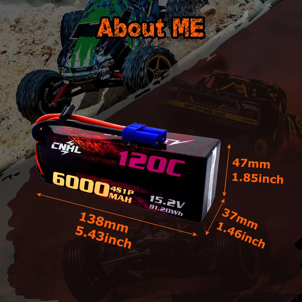 CNHL 2S 3S 4S Lipo Battery 6000mAh 7.6V 11.4V 15.2V 120C HV Hard Case With EC5 Plug For RC Car Boat Airplane Truck Tank Vehicle